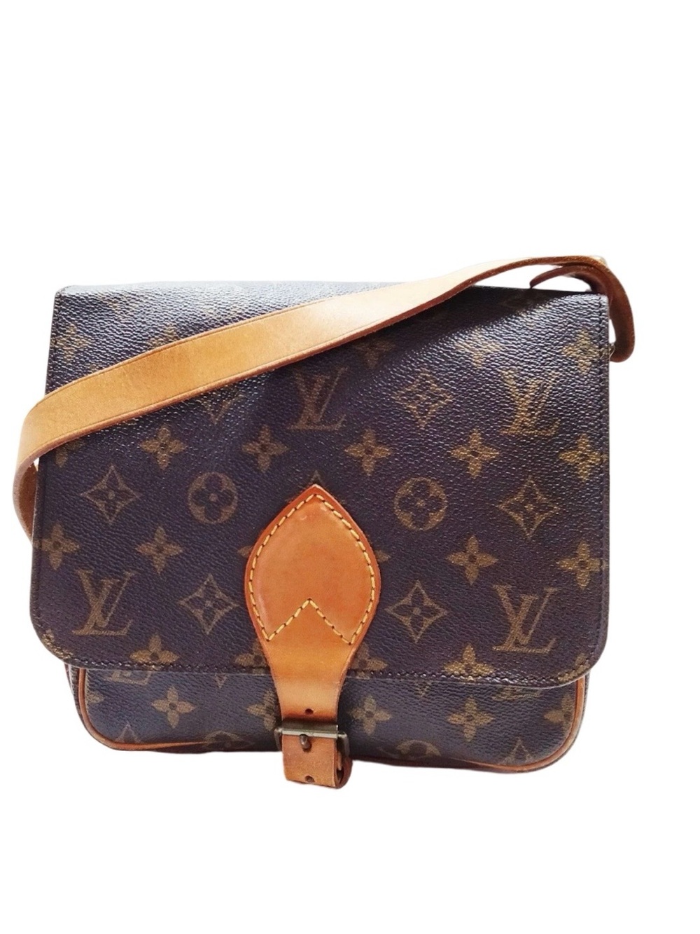 Louis Vuitton Monogram Cartouchiere Crossbody Vintage Brown Leather Shoulder Bag